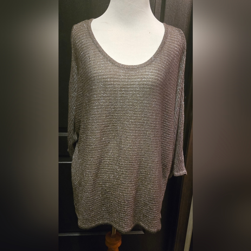 Shimmer blouse top with cutout shoulders